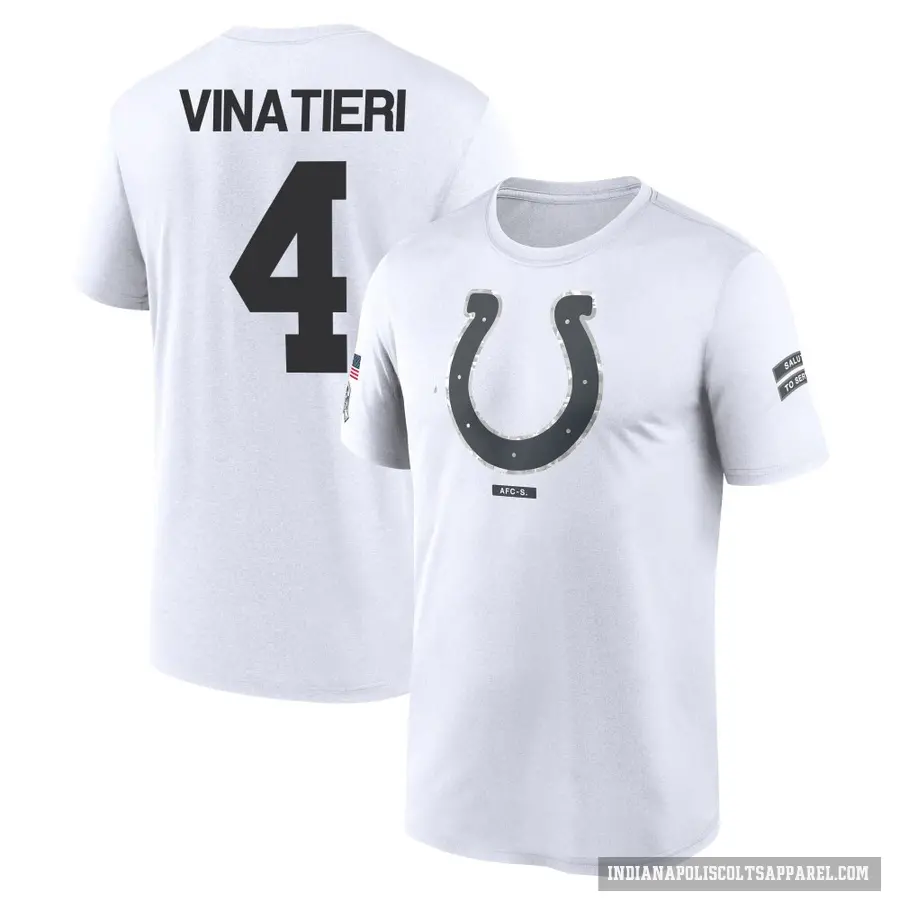 Youth ＃4 Adam Vinatieri Indianapolis Colts White 2024 Salute to Service Performance T-Shirt