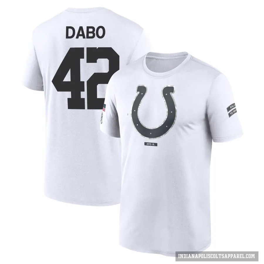 Youth ＃42 Marcel Dabo Indianapolis Colts White 2024 Salute to Service Performance T-Shirt