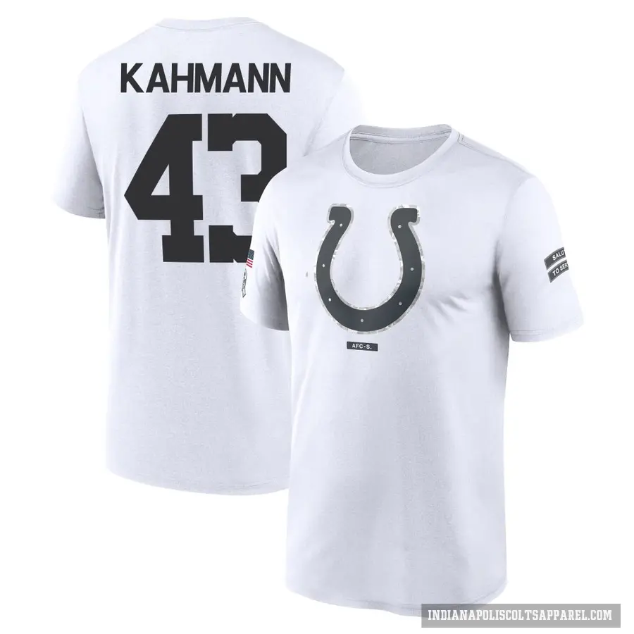 Youth ＃43 Tyler Kahmann Indianapolis Colts White 2024 Salute to Service Performance T-Shirt