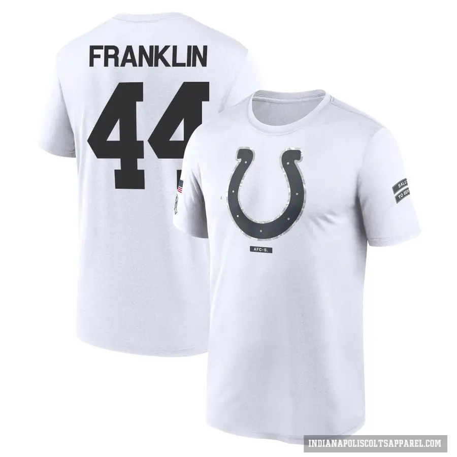 Youth ＃44 Zaire Franklin Indianapolis Colts White 2024 Salute to Service Performance T-Shirt