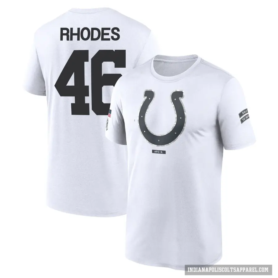 Youth ＃46 Luke Rhodes Indianapolis Colts White 2024 Salute to Service Performance T-Shirt
