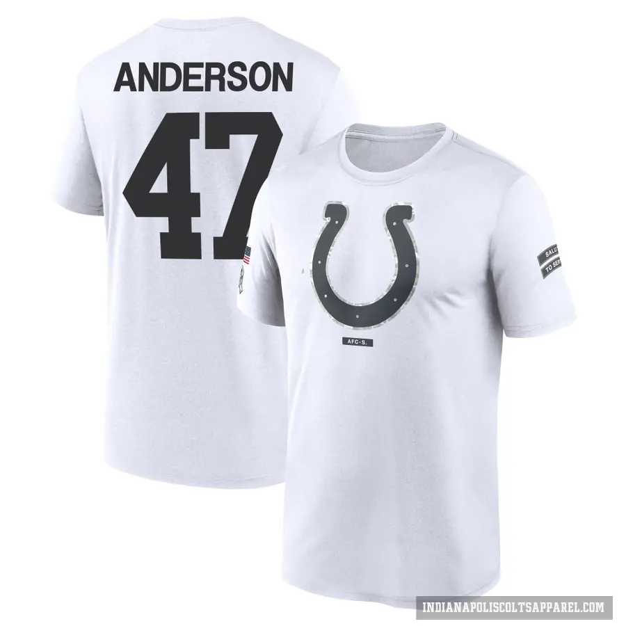 Youth ＃47 Liam Anderson Indianapolis Colts White 2024 Salute to Service Performance T-Shirt