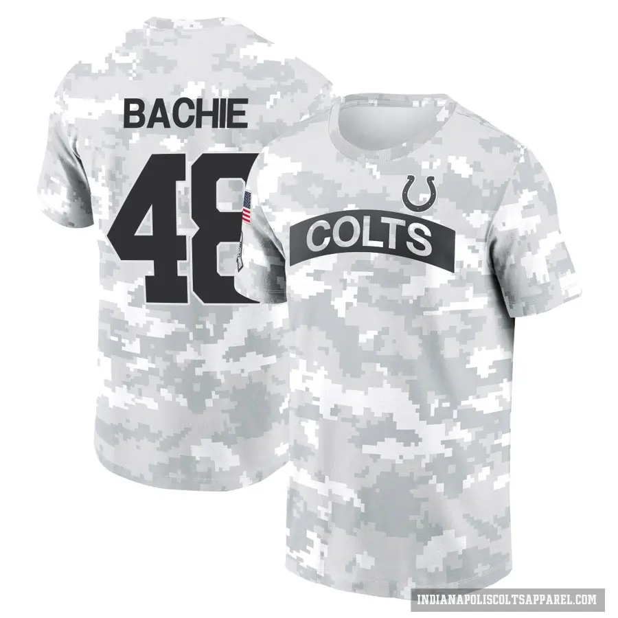 Youth ＃48 Joe Bachie Indianapolis Colts Camo Arctic 2024 Salute to Service Performance T-Shirt
