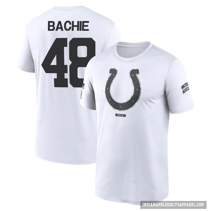 Youth ＃48 Joe Bachie Indianapolis Colts White 2024 Salute to Service Performance T-Shirt
