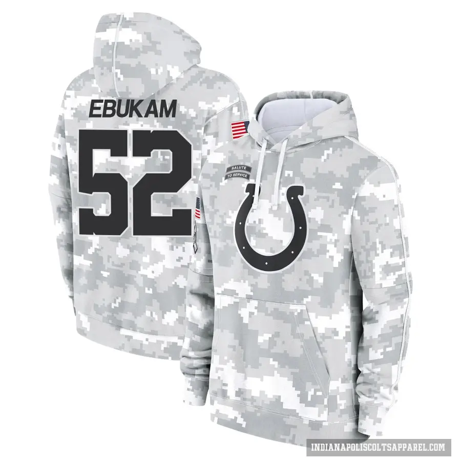 Youth ＃52 Samson Ebukam Indianapolis Colts Arctic Camo 2024 Salute to Service Club Fleece Pullover Hoodie