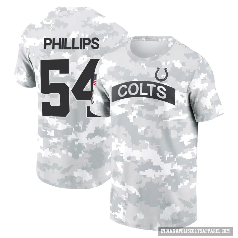 Youth ＃54 Jacob Phillips Indianapolis Colts Camo Arctic 2024 Salute to Service Performance T-Shirt