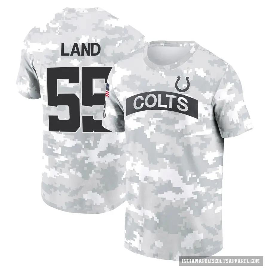 Youth ＃55 Isaiah Land Indianapolis Colts Camo Arctic 2024 Salute to Service Performance T-Shirt