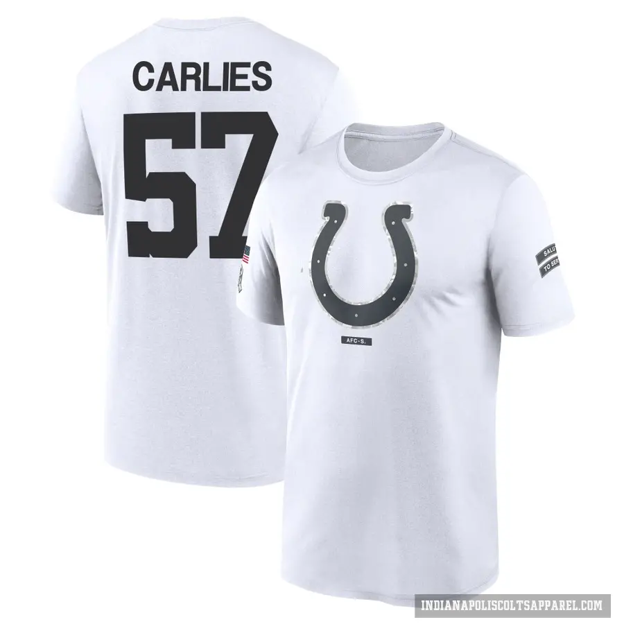 Youth ＃57 Jaylon Carlies Indianapolis Colts White 2024 Salute to Service Performance T-Shirt