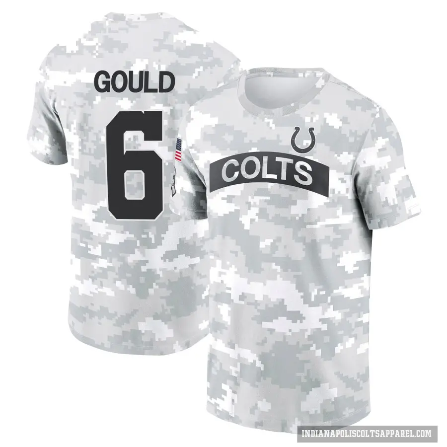 Youth ＃6 Anthony Gould Indianapolis Colts Camo Arctic 2024 Salute to Service Performance T-Shirt