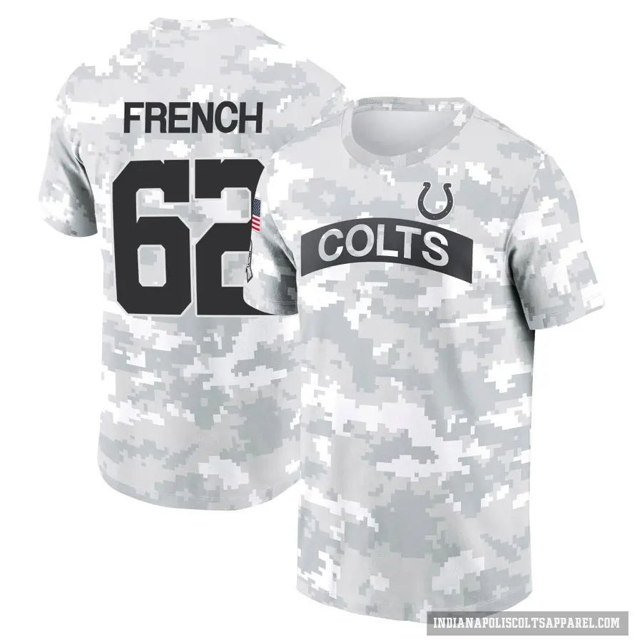 Youth ＃62 Wesley French Indianapolis Colts Camo Arctic 2024 Salute to Service Performance T-Shirt