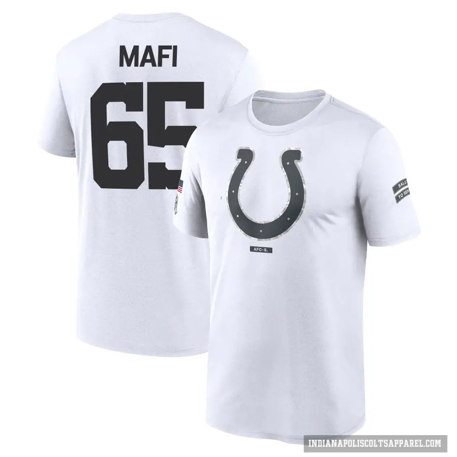 Youth ＃65 Atonio Mafi Indianapolis Colts White 2024 Salute to Service Performance T-Shirt