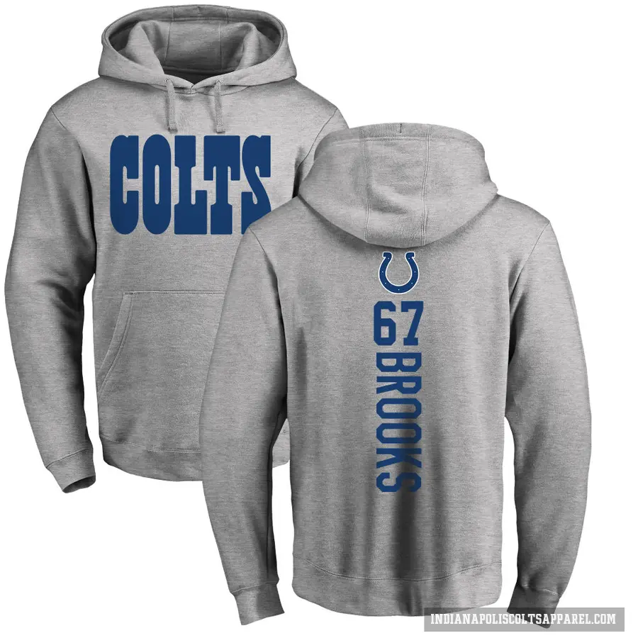 Youth ＃67 Mason Brooks Indianapolis Colts Pro Line Ash Backer Pullover Hoodie