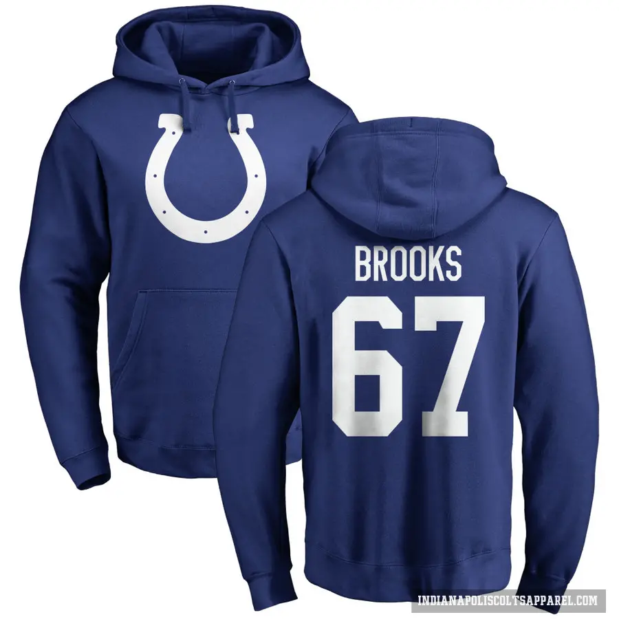Youth ＃67 Mason Brooks Indianapolis Colts Royal Pro Line Name & Number Logo Pullover Hoodie