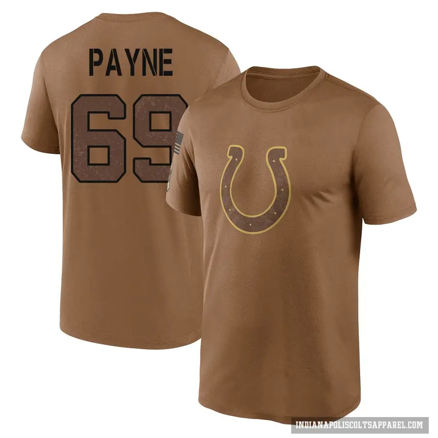 Youth ＃69 Pheldarius Payne Indianapolis Colts Brown 2023 Salute To Service Performance T-Shirt