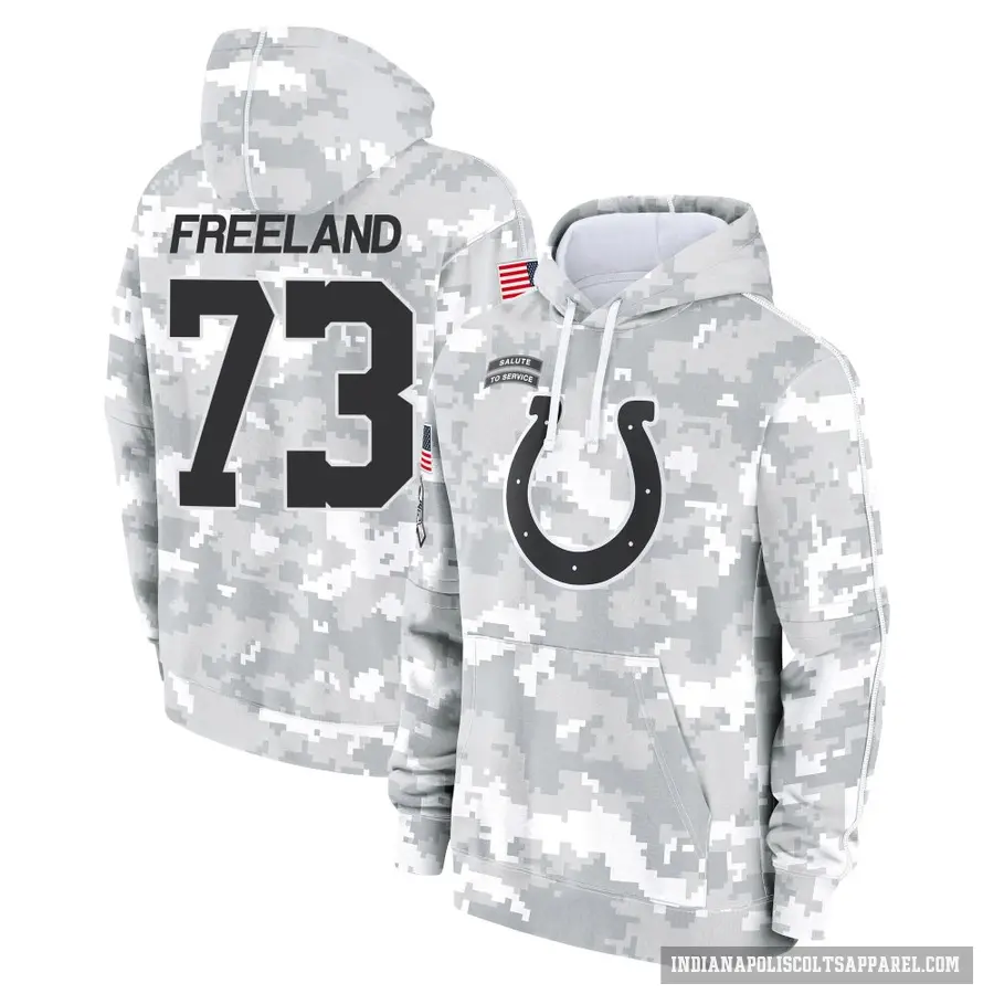 Youth ＃73 Blake Freeland Indianapolis Colts Arctic Camo 2024 Salute to Service Club Fleece Pullover Hoodie