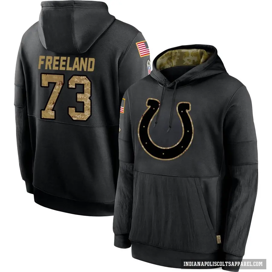 Youth ＃73 Blake Freeland Indianapolis Colts Black 2020 Salute to Service Sideline Performance Pullover Hoodie