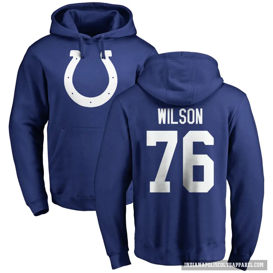 Youth ＃76 Jack Wilson Indianapolis Colts Royal Pro Line Name & Number Logo Pullover Hoodie