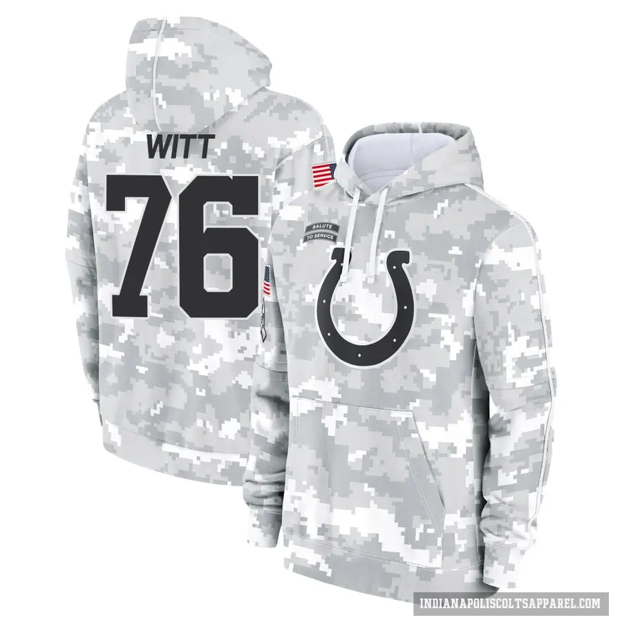 Youth ＃76 Jake Witt Indianapolis Colts Arctic Camo 2024 Salute to Service Club Fleece Pullover Hoodie