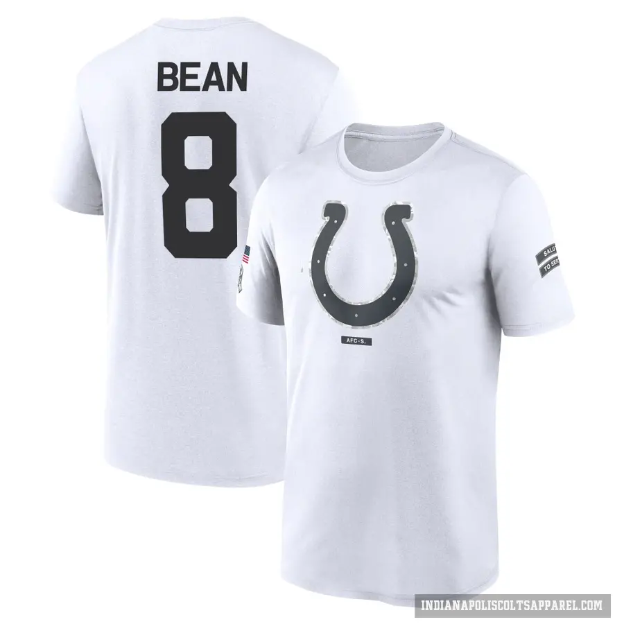 Youth ＃8 Jason Bean Indianapolis Colts White 2024 Salute to Service Performance T-Shirt