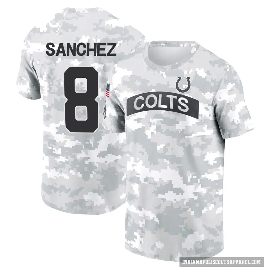 Youth ＃8 Rigoberto Sanchez Indianapolis Colts Camo Arctic 2024 Salute to Service Performance T-Shirt