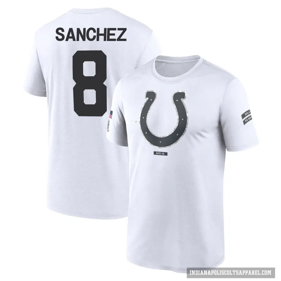Youth ＃8 Rigoberto Sanchez Indianapolis Colts White 2024 Salute to Service Performance T-Shirt