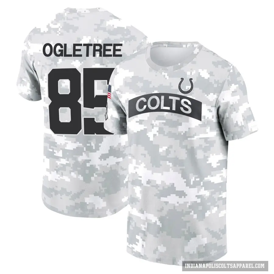 Youth ＃85 Drew Ogletree Indianapolis Colts Camo Arctic 2024 Salute to Service Performance T-Shirt