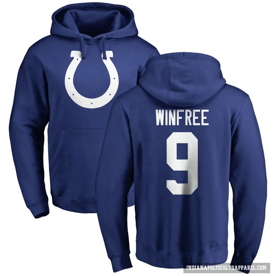 Youth ＃9 Juwann Winfree Indianapolis Colts Royal Pro Line Name & Number Logo Pullover Hoodie