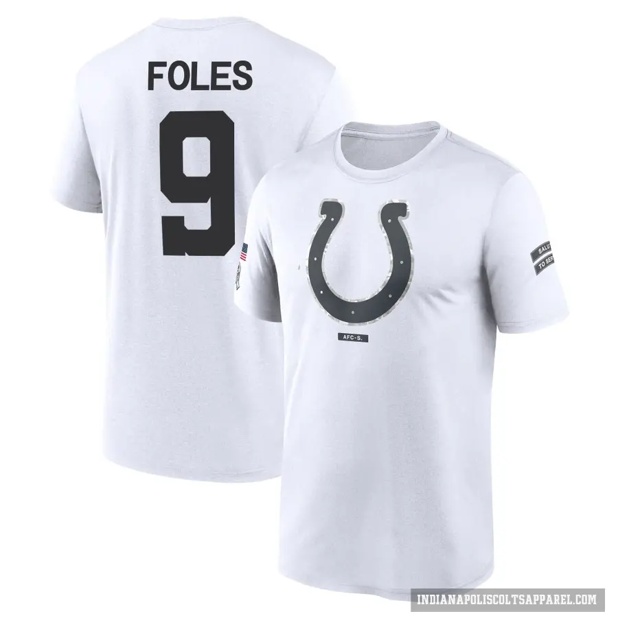 Youth ＃9 Nick Foles Indianapolis Colts White 2024 Salute to Service Performance T-Shirt