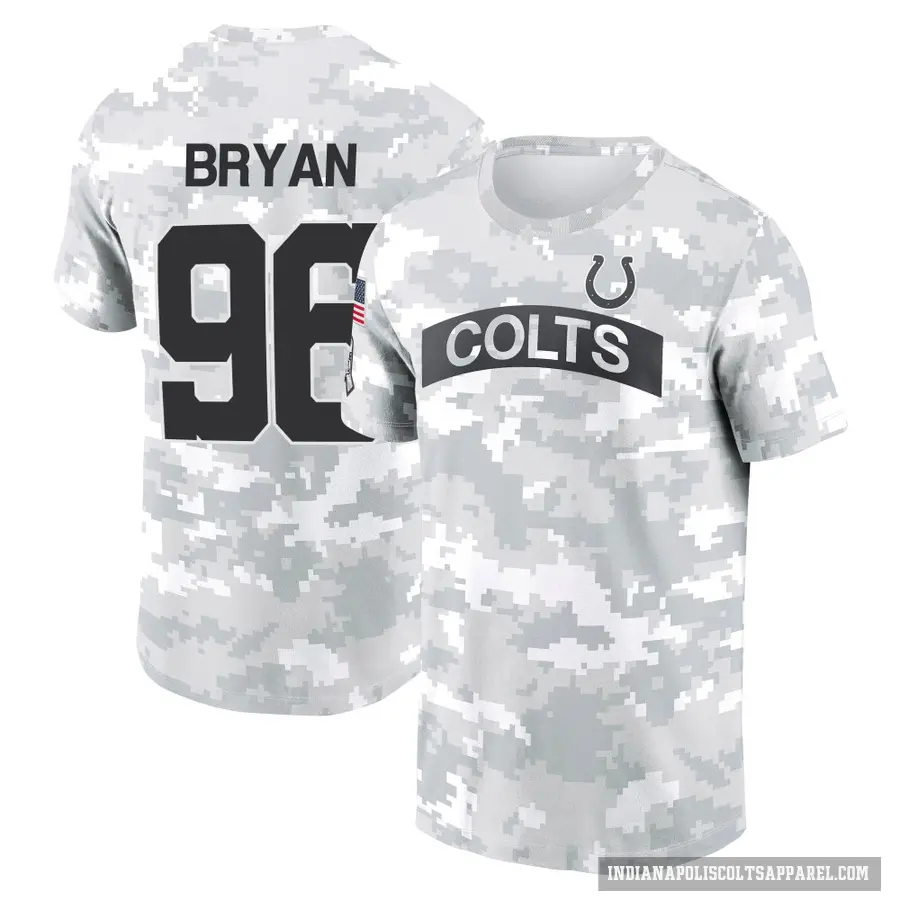 Youth ＃96 Taven Bryan Indianapolis Colts Camo Arctic 2024 Salute to Service Performance T-Shirt