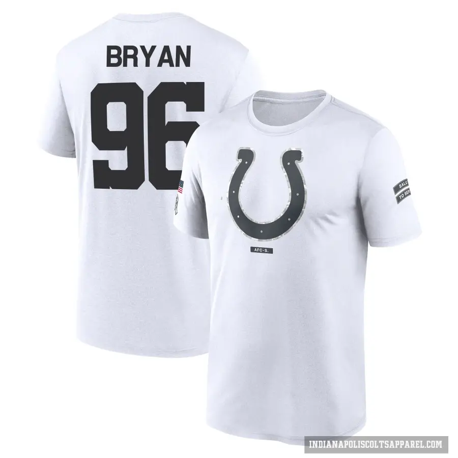 Youth ＃96 Taven Bryan Indianapolis Colts White 2024 Salute to Service Performance T-Shirt