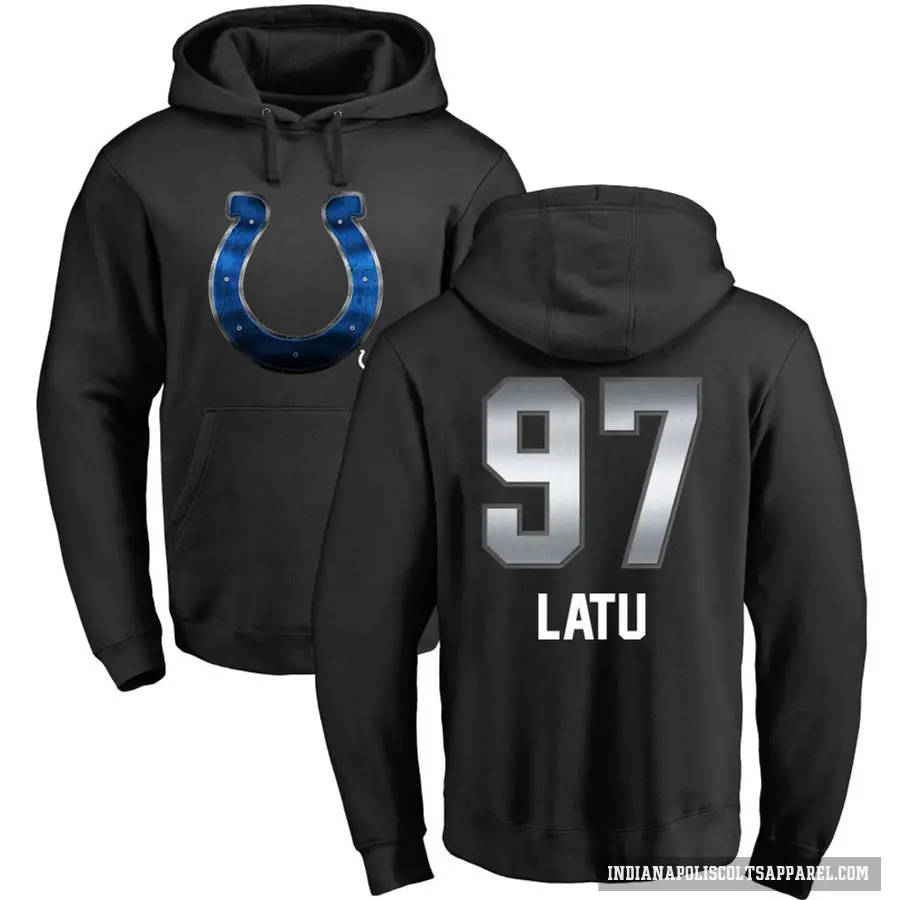 Youth ＃97 Laiatu Latu Indianapolis Colts Black Midnight Mascot Pullover Hoodie