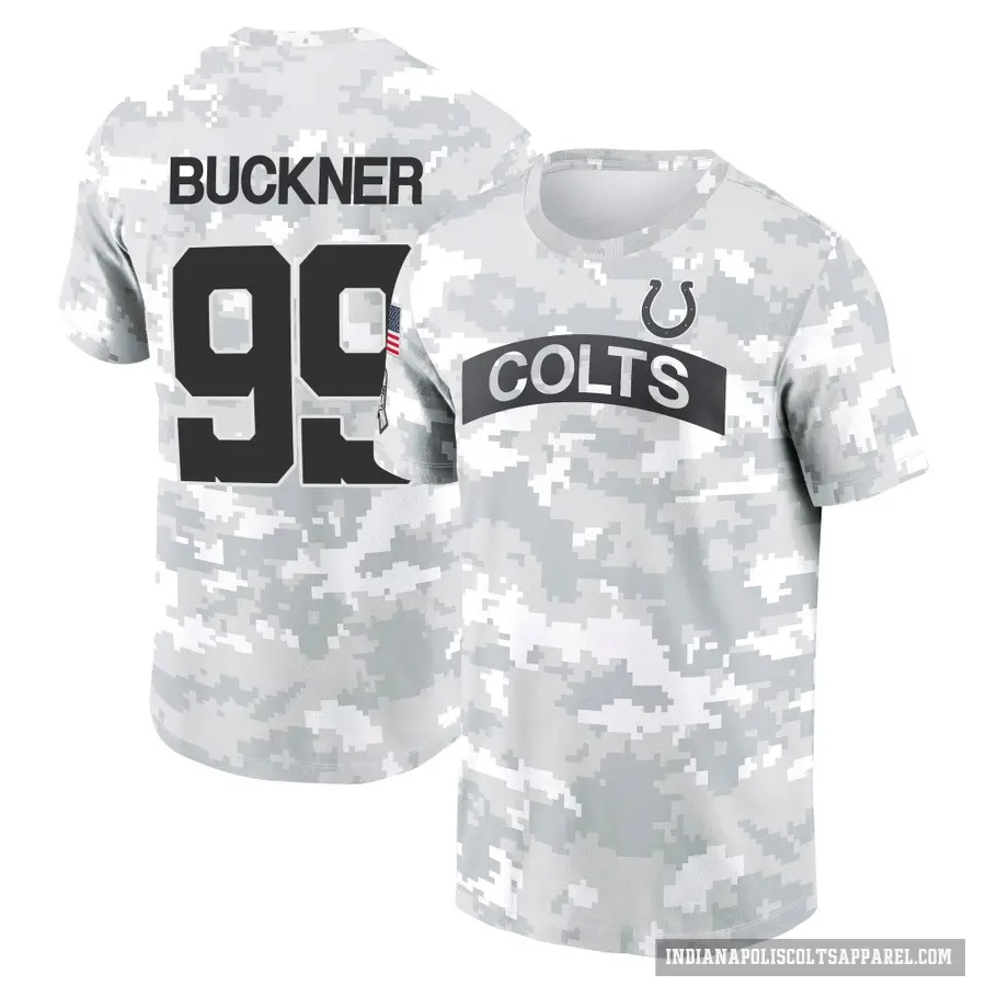 Youth ＃99 DeForest Buckner Indianapolis Colts Camo Arctic 2024 Salute to Service Performance T-Shirt